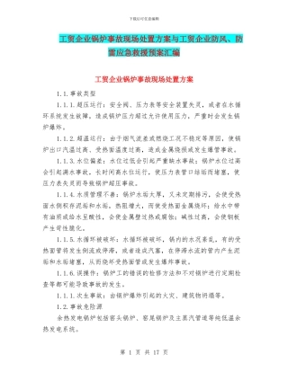 工贸企业锅炉事故现场处置方案与工贸企业防风、防雷应急救援预案汇编