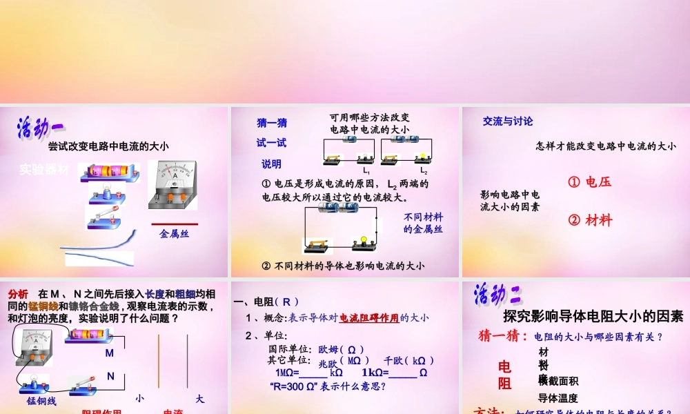 九年级物理上册 141(电阻)课件 苏科版 课件