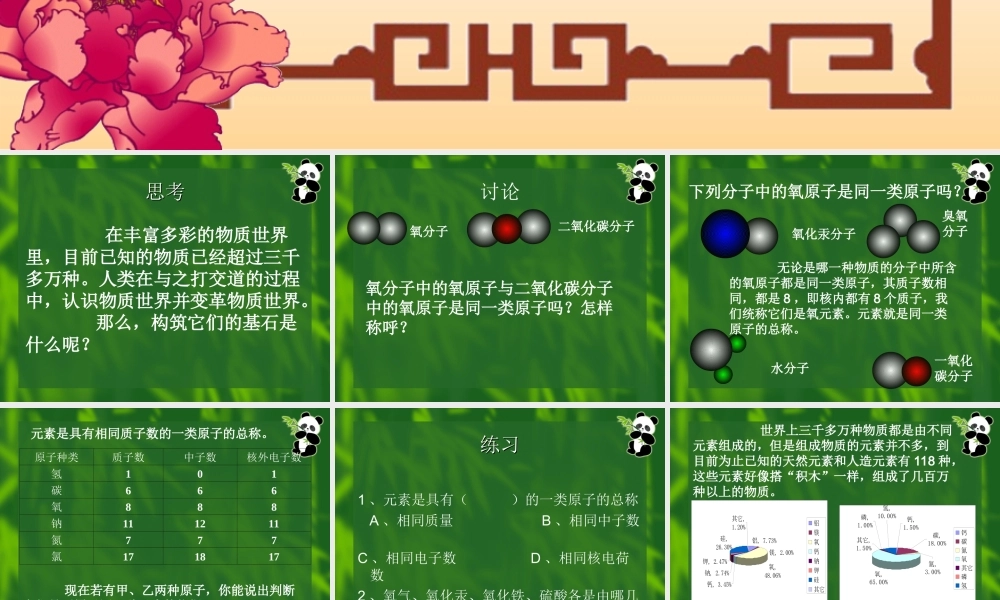 八年级化学上册元素 课件鲁教版 课件