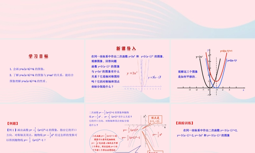 九年级数学下册 第二十六章 反比例函数261 反比例函数2613 二次函数ya(x h)2k的图象第2课时课件 (新版)新人教版 课件