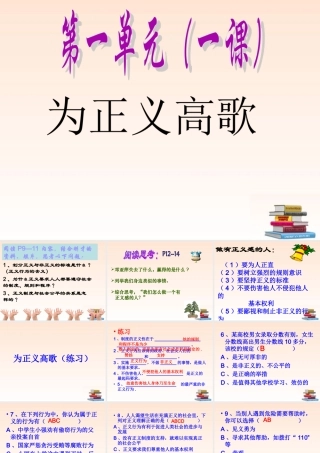 九年级政治 第一单元为正义高歌课件 鲁教版 课件