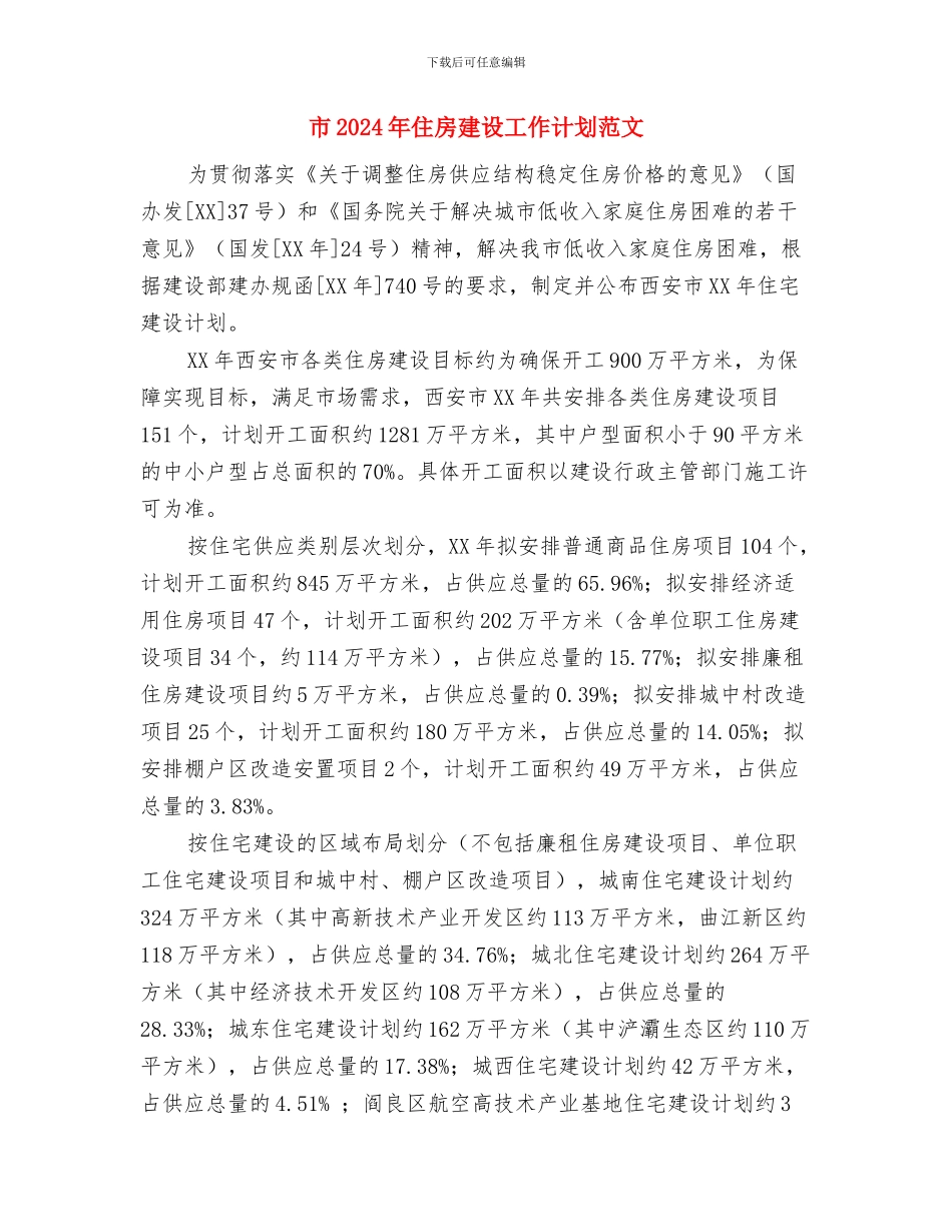市2024年住房建设工作计划与市2024年住房建设工作计划范文汇编_第3页
