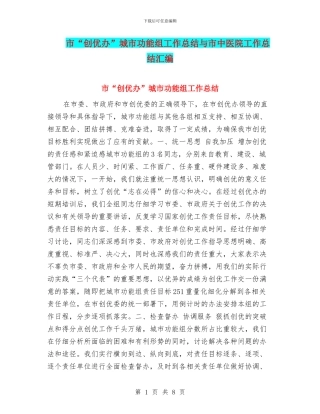 市“创优办”城市功能组工作总结与市中医院工作总结汇编