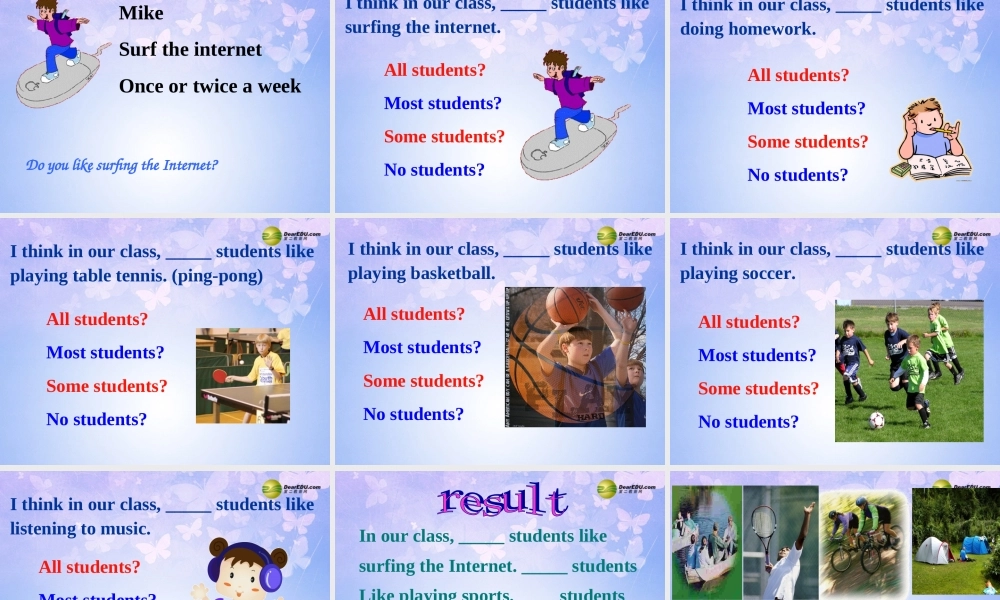 八年级英语上册(Unit 1 How often do you exercise Section A2)课件 人教新目标版 课件