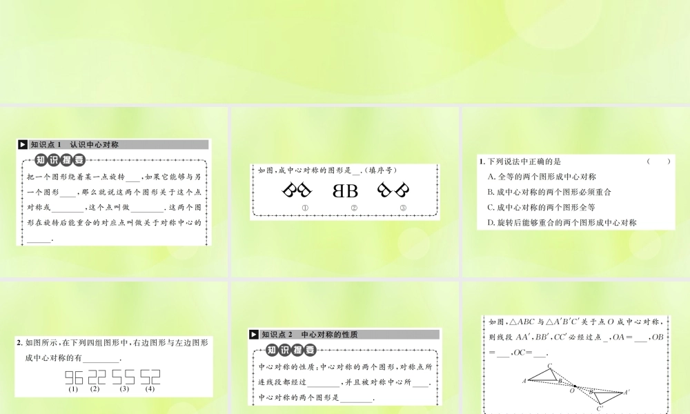 九年级数学上册 第二十三章 旋转 232 中心对称 2321 中心对称课件 (新版)新人教版 课件