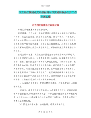 市五四红旗团总支申报材料与市交通局政务公开工作方案汇编