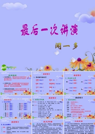 九年级语文下册 第六单元之(最后一次的讲演)课件 上海版 课件