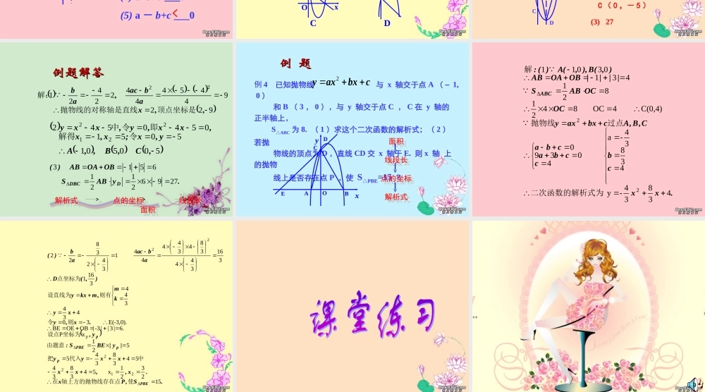 初三数学二次函数复习课件一 华东师大版 课件