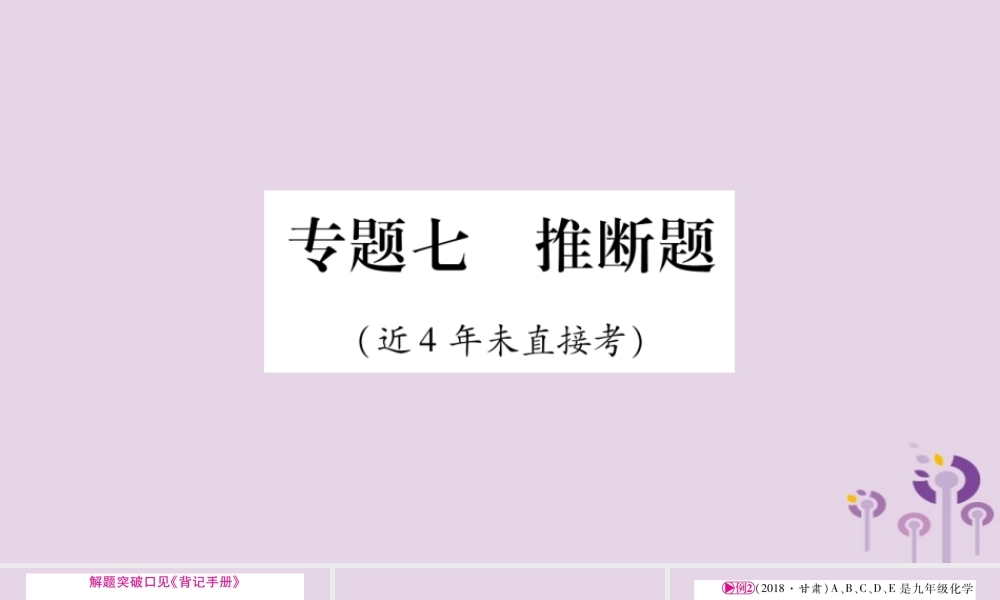 中考化学复习 第二部分 重难题型专题突破 专题七 推断题(精讲)课件