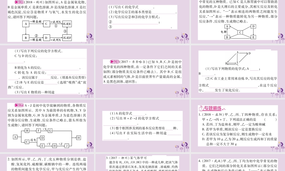 中考化学复习 第二部分 重难题型专题突破 专题七 推断题(精讲)课件