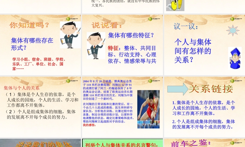 八年级政治下册 10.1 正确认识个人与集体的关系课件 鲁教版 课件