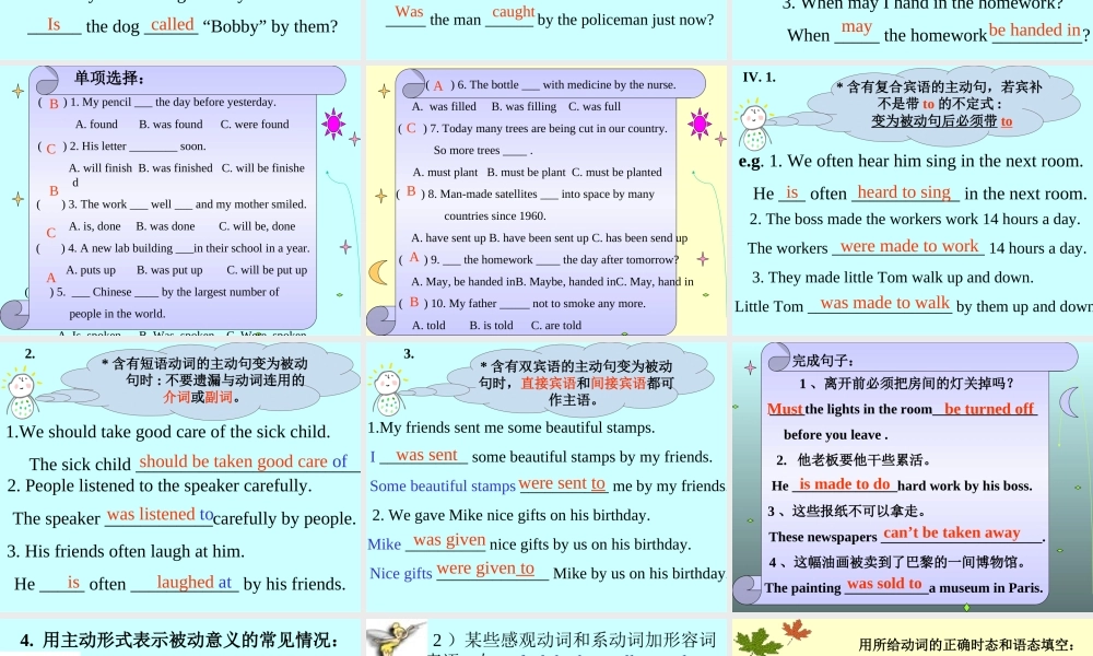 九年级英语复习课件The Passive Voice 人教新目标版 课件