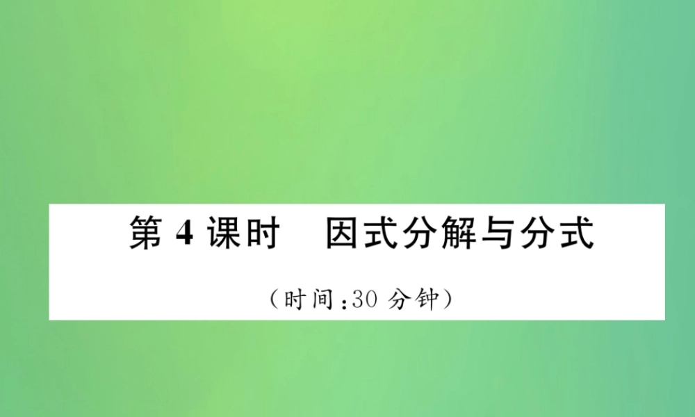 中考数学复习 第1章 数与式 第4课时 因式分解与分式(精练)课件