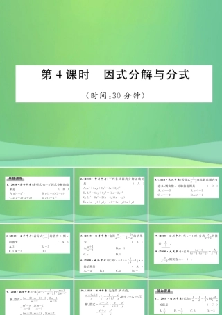 中考数学复习 第1章 数与式 第4课时 因式分解与分式(精练)课件