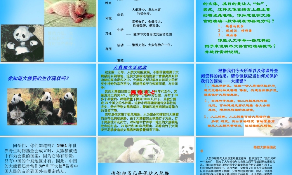 中学七年级语文下册 第17课 国宝—大熊猫课件 (新版)苏教版 课件