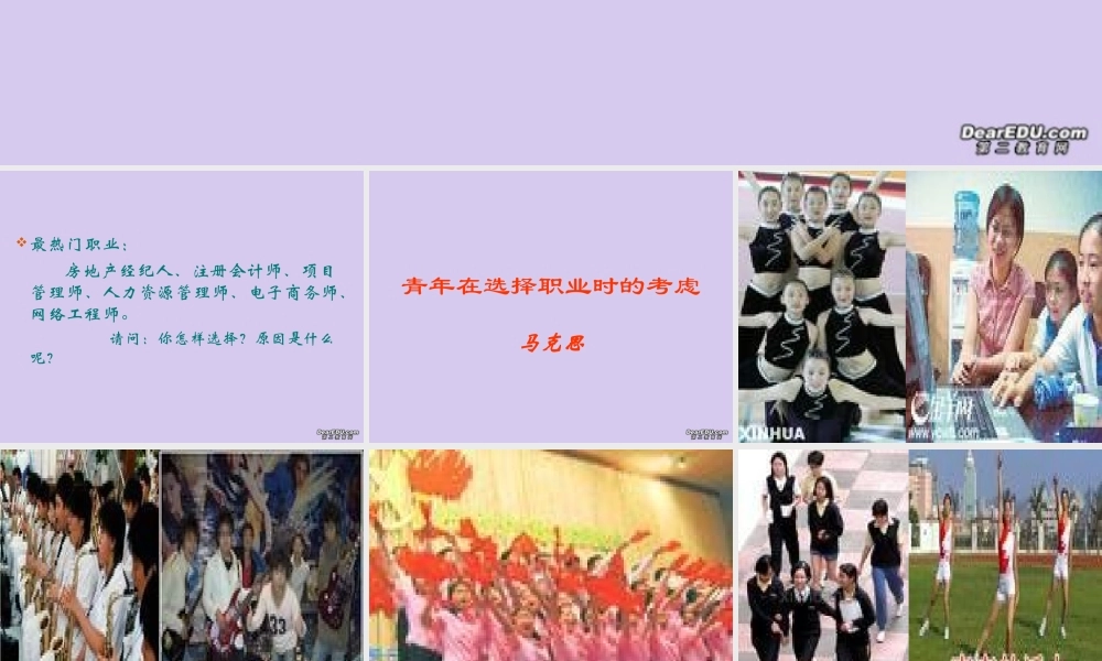 在选择职业时的考虑课件 必修1 课件