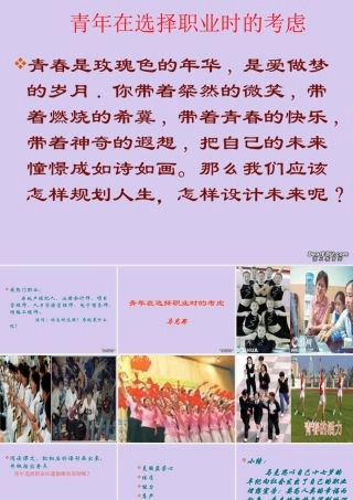 在选择职业时的考虑课件 必修1 课件