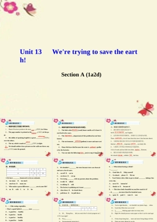 九年级英语全册 Unit 13 We're trying to save the earth Section A(1a 2d)课件 (新版)人教新目标版 课件