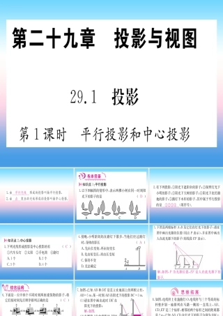 九年级数学下册 第29章 投影与视图 291 投影 第1课时 平行投影和中心投影课堂导练课件(含中考真题)(新版)新人教版 课件