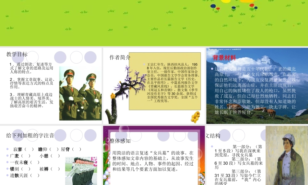 七年级语文上册 第11课(女兵墓)课件 北京课改版 课件