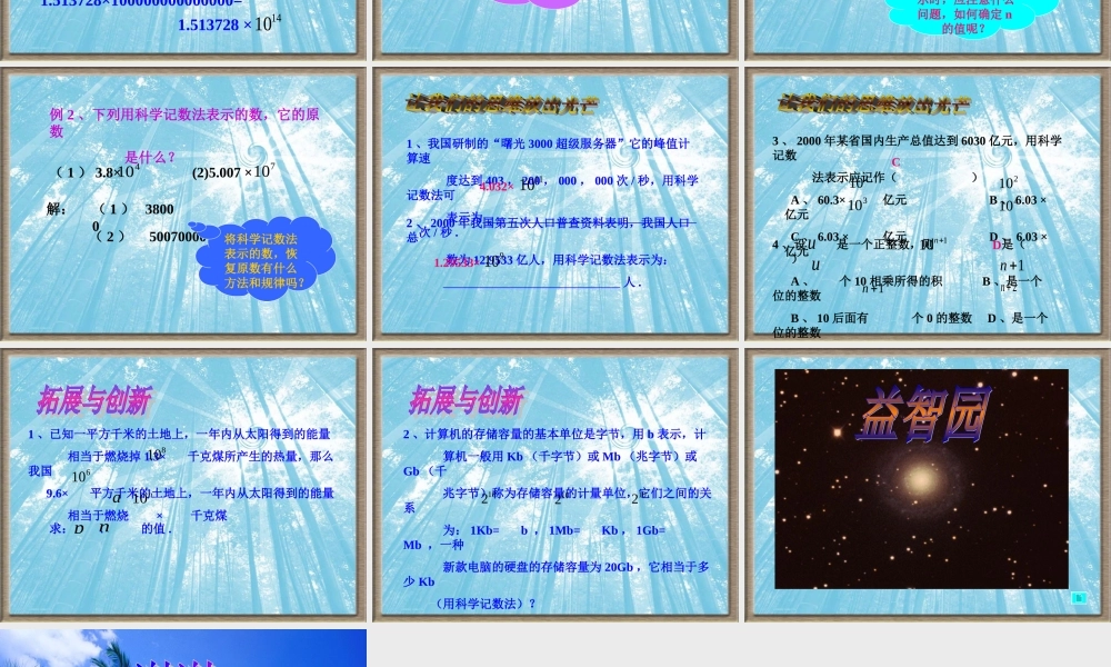 七年级数学科学记数法课件2 华师版 课件