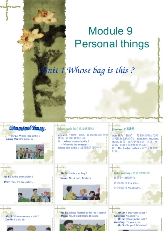 七年级英语Module 9 Unit1 Whose bag is this 课件外研版 课件