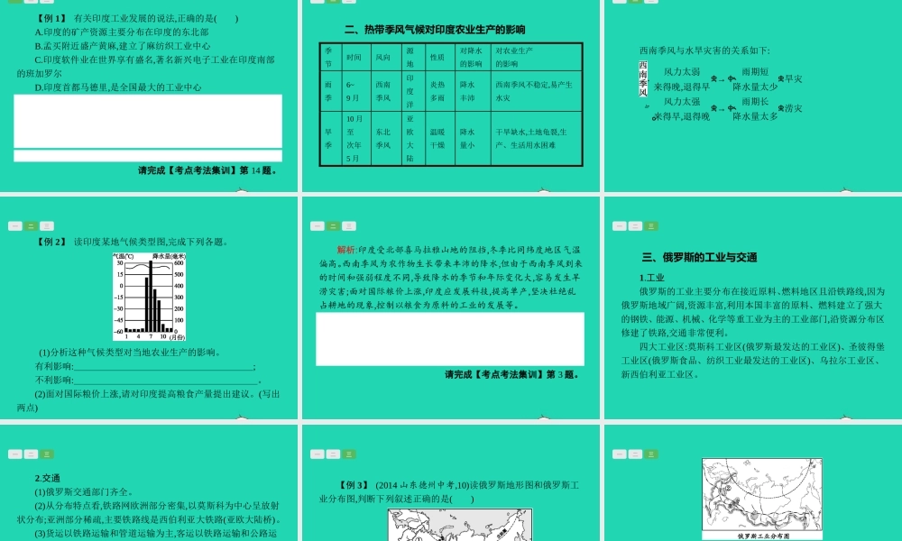 中考地理 第一编 基础篇 第二部分 世界地理下第8课时 印度 俄罗斯课件