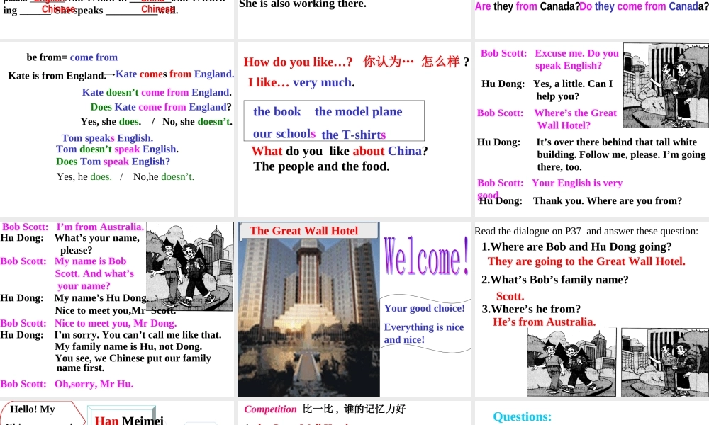 八年级英语 Lesson94 Let s talk about the map of the world课件