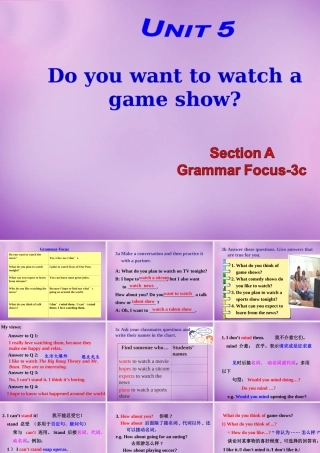 八年级英语上册 Unit 5 Do you want to watch a game show Period 3课件 (新版)人教新目标版 课件
