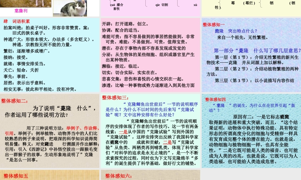 八年级语文(奇妙的克隆)课件 ppt 课件