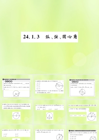 九年级数学上册 第二十四章 圆 241 圆的有关性质 2413 弧、弦、圆心角课件 (新版)新人教版 课件