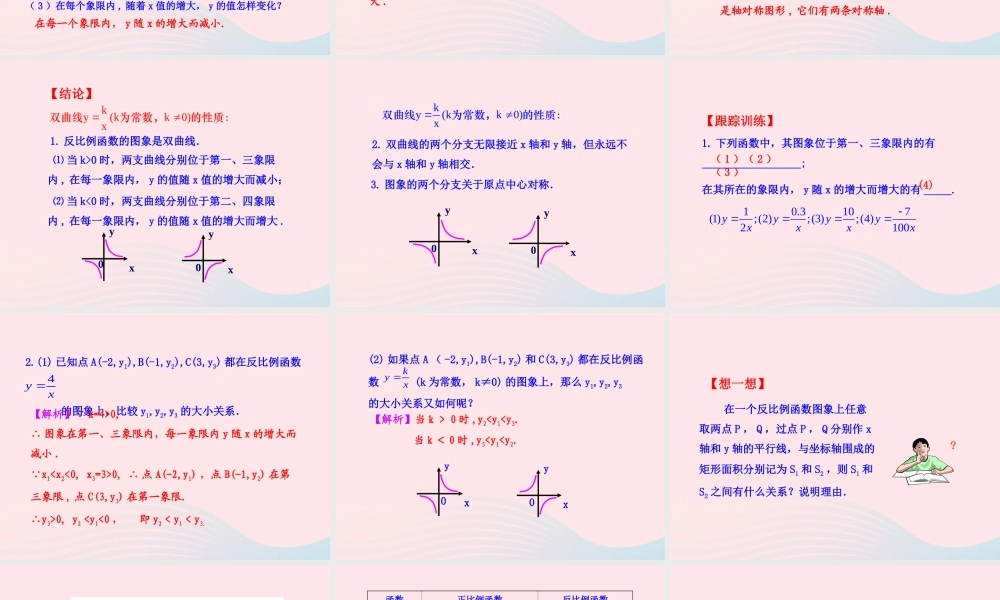 九年级数学下册 第1章反比例函数 12 反比例函数的图象与性质第2课时教学课件 湘教版 课件