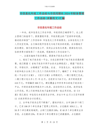 市信息化年底工作总结与市信用联社2024年财务管理工作总结汇编.doc