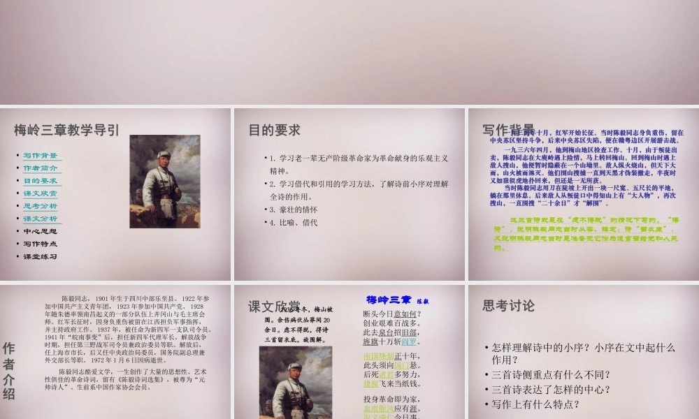 七年级语文上册 第五单元 第梅岭三章)课件 沪教版五四制 课件