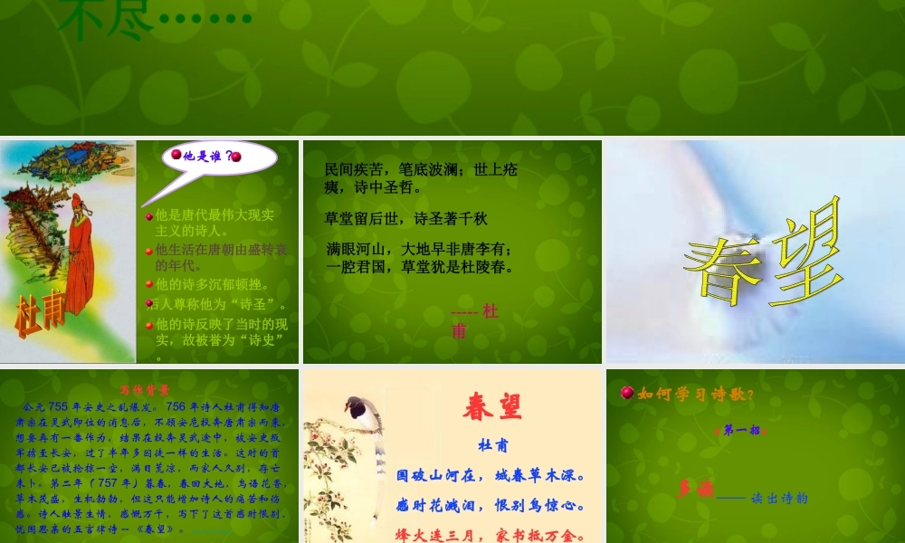 八年级语文上册 9(古诗四首)春望课件 苏教版 课件