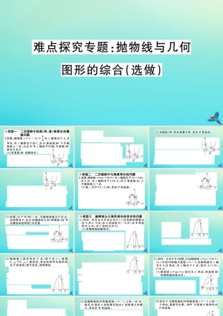 九年级数学上册 第22章 二次函数 B 贵州易错高频命题点 难点探究专题：抛物线与几何图形的综合(选做)作业课件 (新版)新人教版 课件