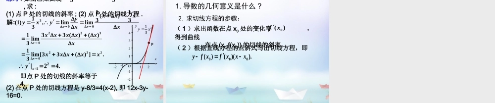 数学 第二章 变化率与导数及导数的应用 导数的几何意义课件 北师大版选修1-1 课件