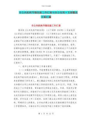 市公共机构节情况能工作汇报与市公安局×支部整改方案汇编