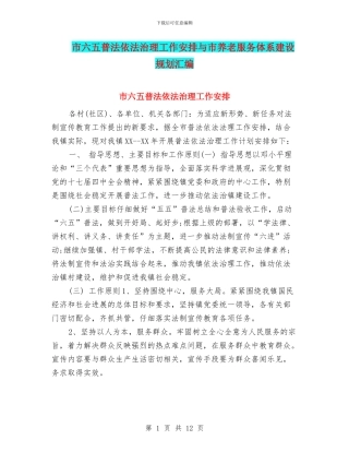 市六五普法依法治理工作安排与市养老服务体系建设规划汇编