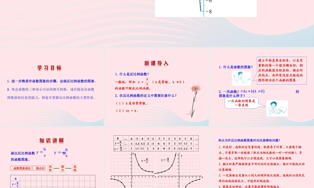 九年级数学下册 第1章反比例函数 12 反比例函数的图象与性质第1课时教学课件 湘教版 课件