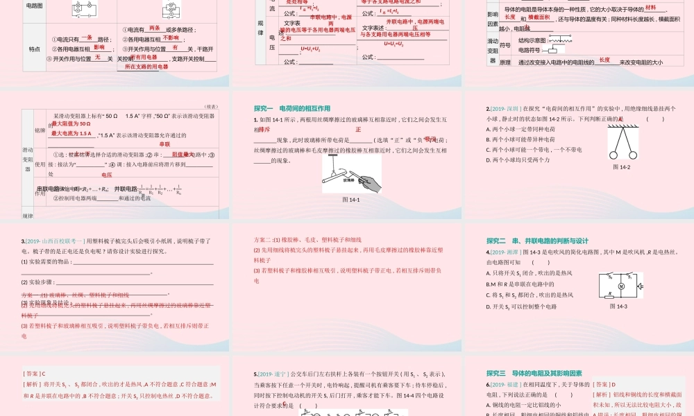 山西省中考物理(电流和电路 电压 电阻)专题复习课件