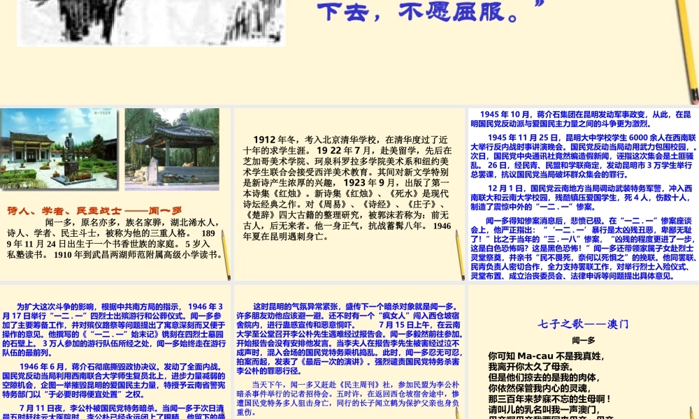 八年级语文上册 第5课(最后一次讲演)课件 北京课改版 课件