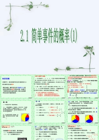 九年级数学简单事件的概率课件一 新课标 浙教版 课件
