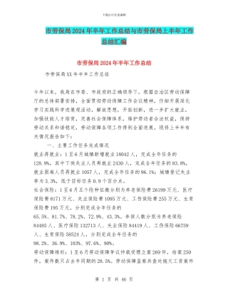 市劳保局2024年半年工作总结与市劳保局上半年工作总结汇编