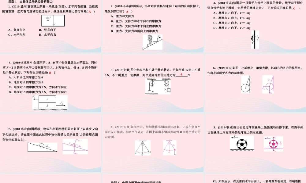 八年级物理下册 第七章 运动和力 小专题(五)力与运动的关系课件 (新版)粤教沪版 课件