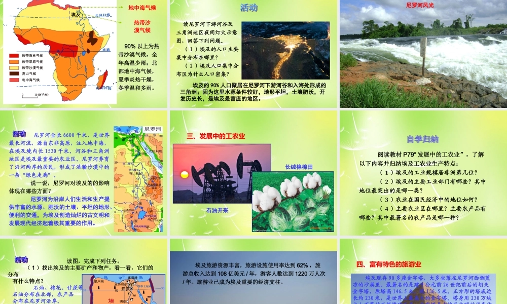 中学七年级地理下册 8.2 埃及课件2 湘教版 课件