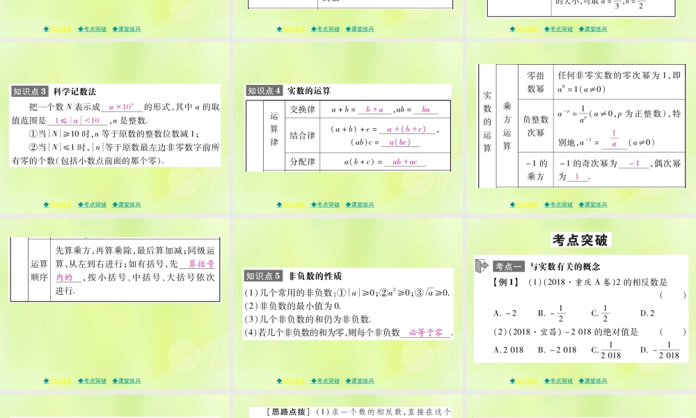 中考数学总复习 第一部分 考点梳理 第一章 数与式 第1课时 实数课件