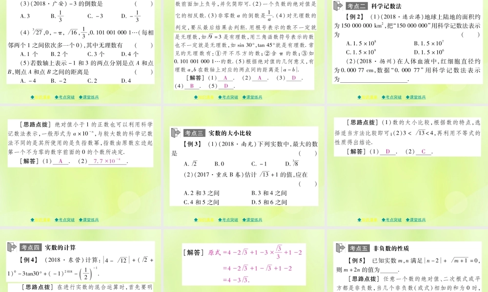 中考数学总复习 第一部分 考点梳理 第一章 数与式 第1课时 实数课件