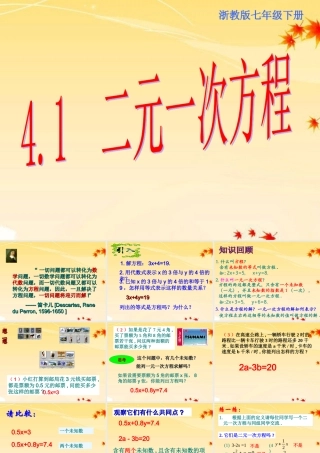七年级数学下册 4.1 二元一次方程课件 浙教版 课件