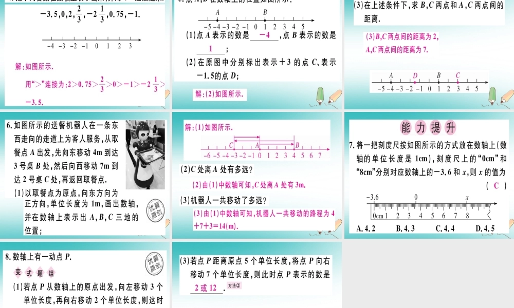 广东省秋七年级数学上册 第二章 有理数及其运算 第2课时 数轴习题课件 (新版)北师大版 课件